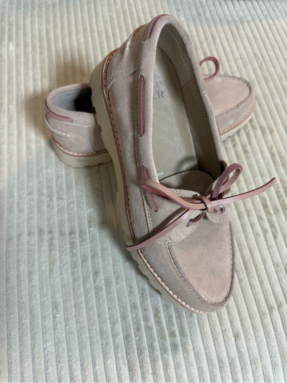 Donald J. Pliner Blush Pink Suede Moccasin Loafers